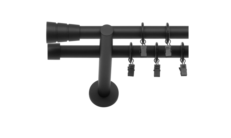 Galerie dubla 25+19 mm Walec Basic, negru mat